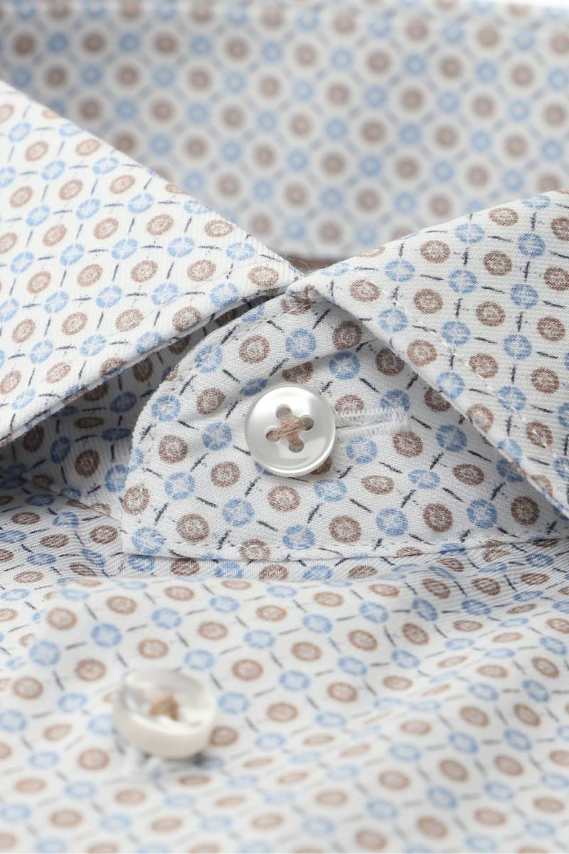 ETERNA Comfort Fit Hemd mittelblau, Bedruckt (super langer Arm)