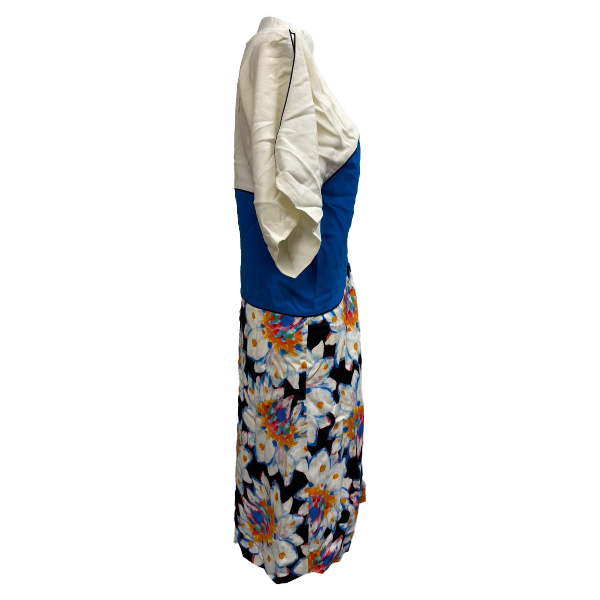 Etro Preloved Floral-Print Cold Shoulder Midi Dress in Multicolor Viscose