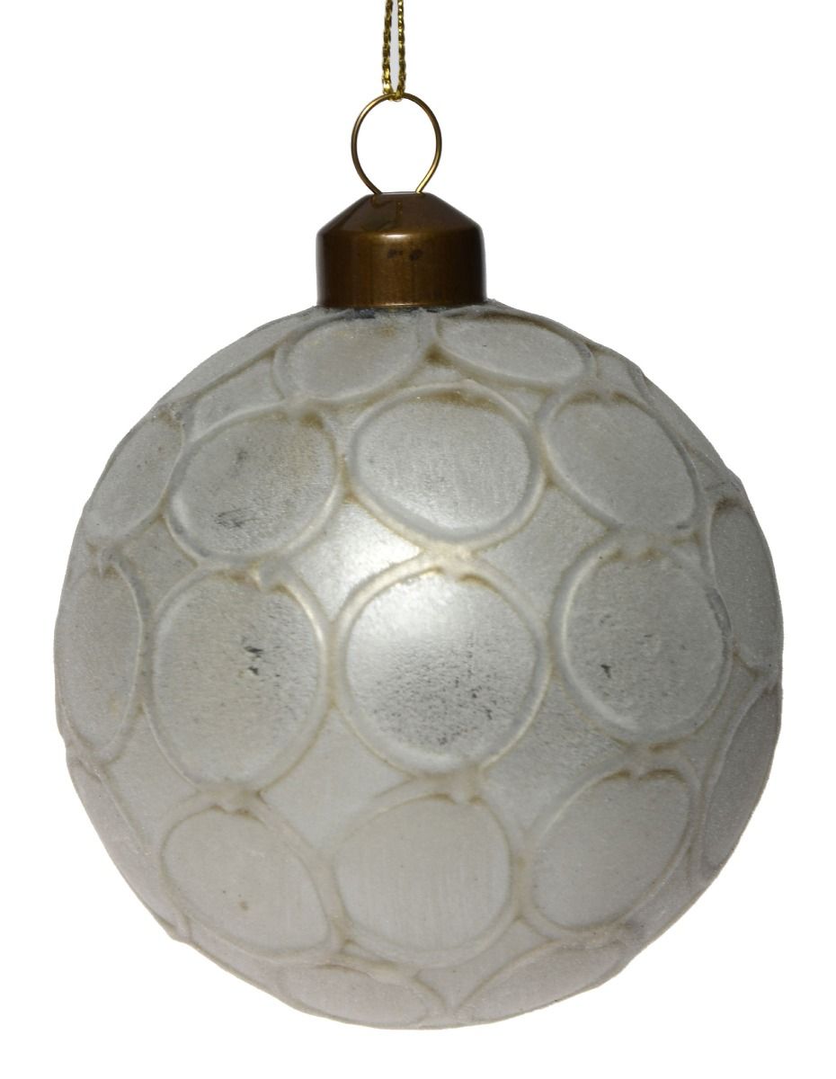 Bombka 12cm Tłoczona Mat Biała