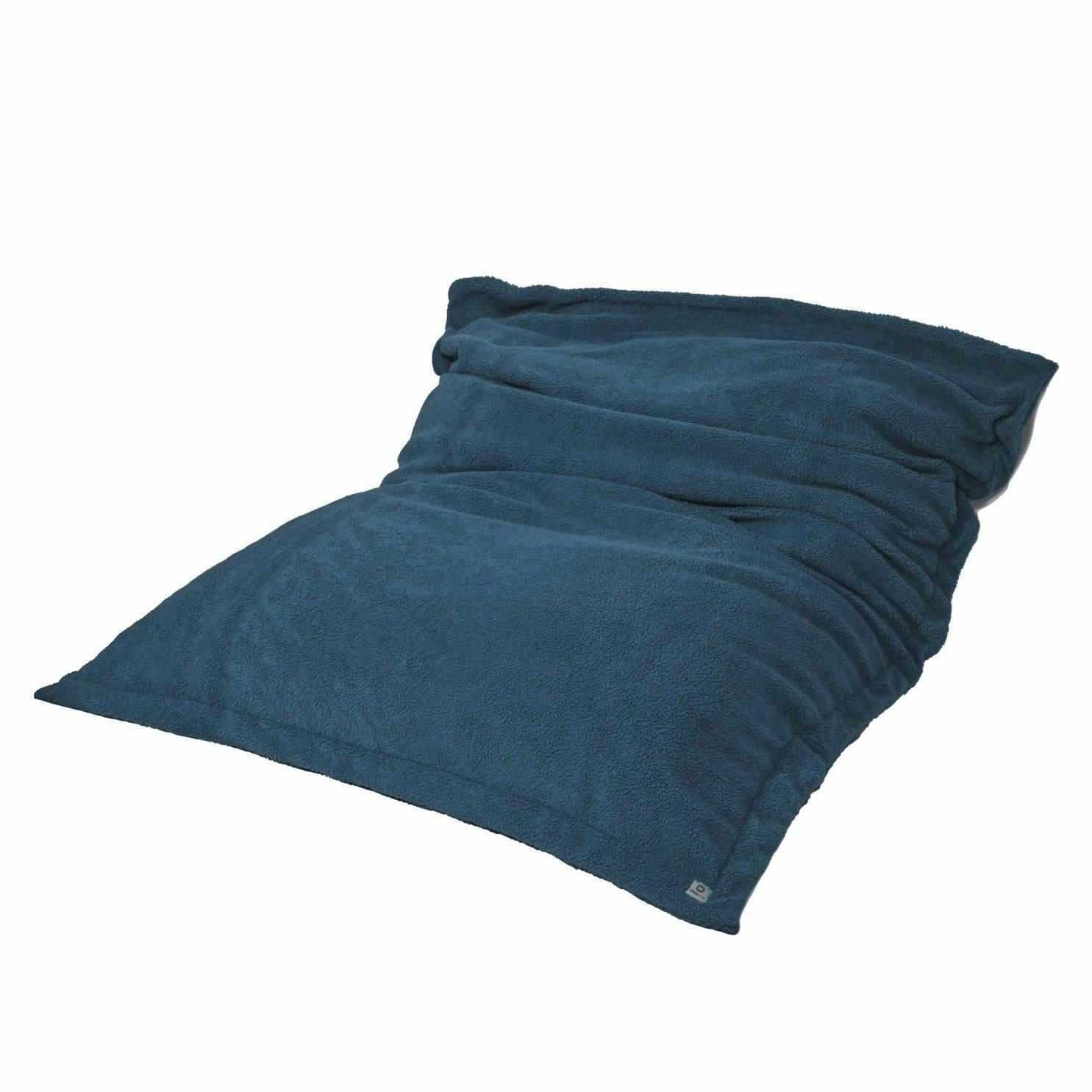 - Pouf Intérieur XXL Housse Sherpa (Effet Mouton) bleu