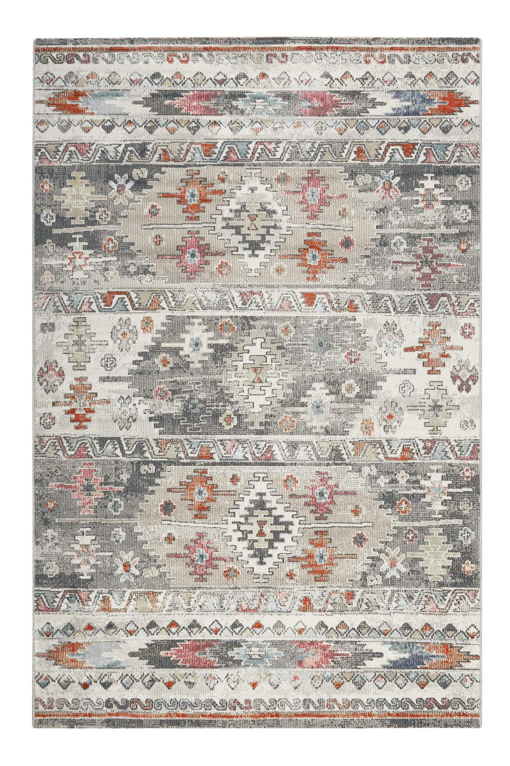 ELWOOD - Tapis exterieur plat motif kilim vintage gris 200x133