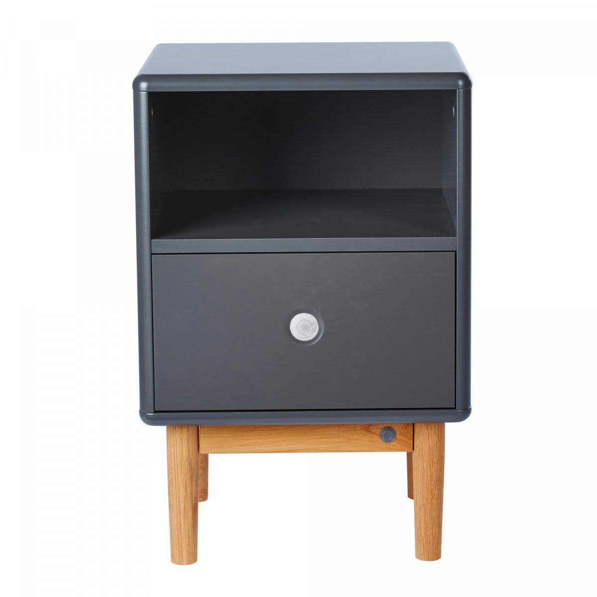 LOMA - Table de chevet scandinave avec tiroir et niche gris foncé