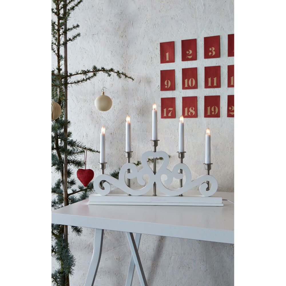ADVENTSSTAKE MARKSLÖJD ENEBY 5 ARMET HVIT