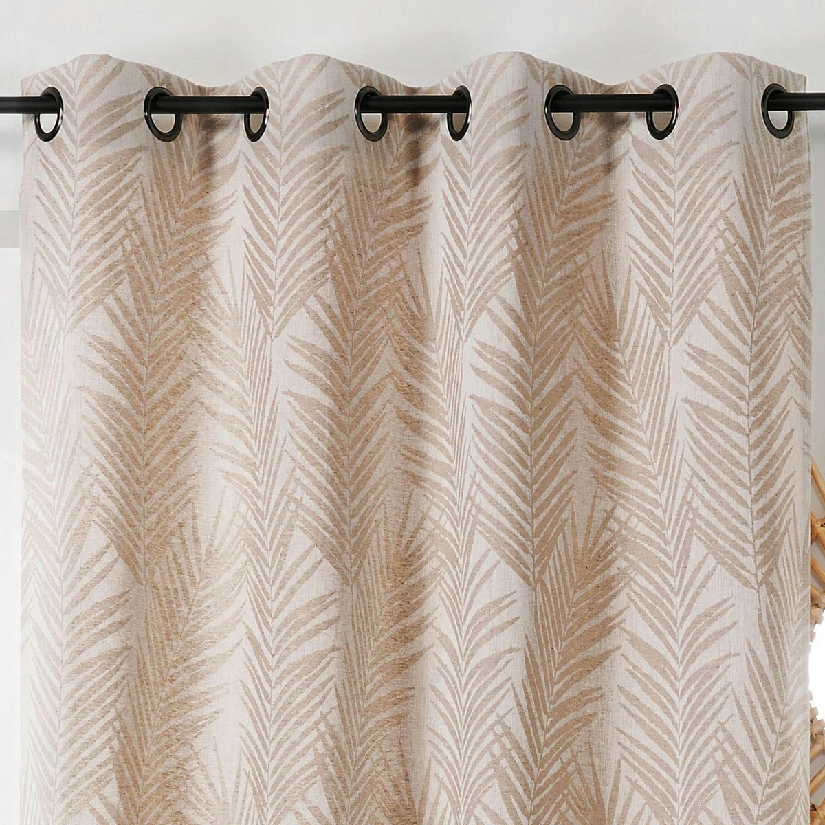 - Rideau imprimé feuille de palmier coton naturel 140x240 cm