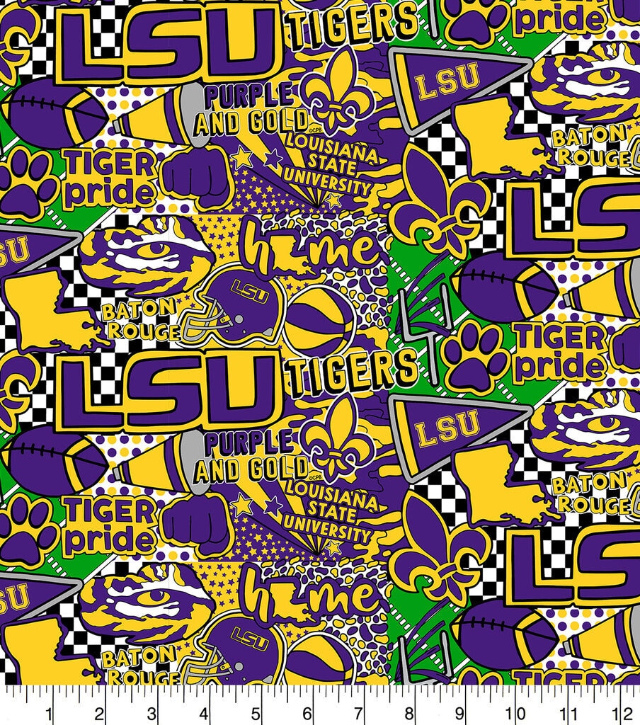Louisiana State University Tigers Cotton Fabric Pop Art