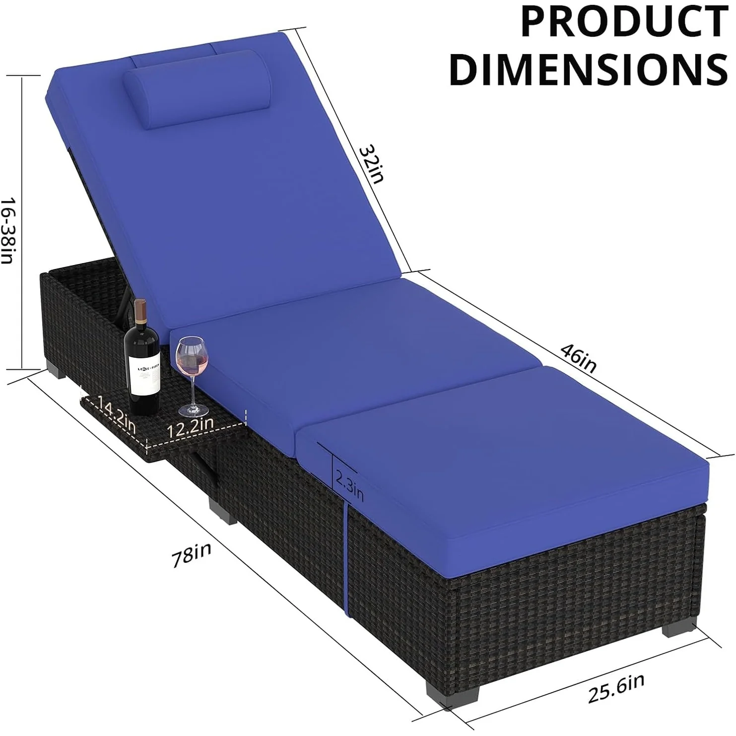 Chaise Lounge Chair Outdoor Set of 2