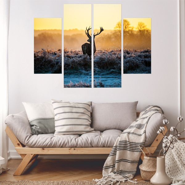Obraz 4 Częściowy JELEŃ Rykowisko Natura 3D 80x60cm