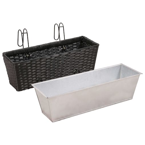 NNEVL Balcony Trapezoid Rattan Planter 2 pcs Black