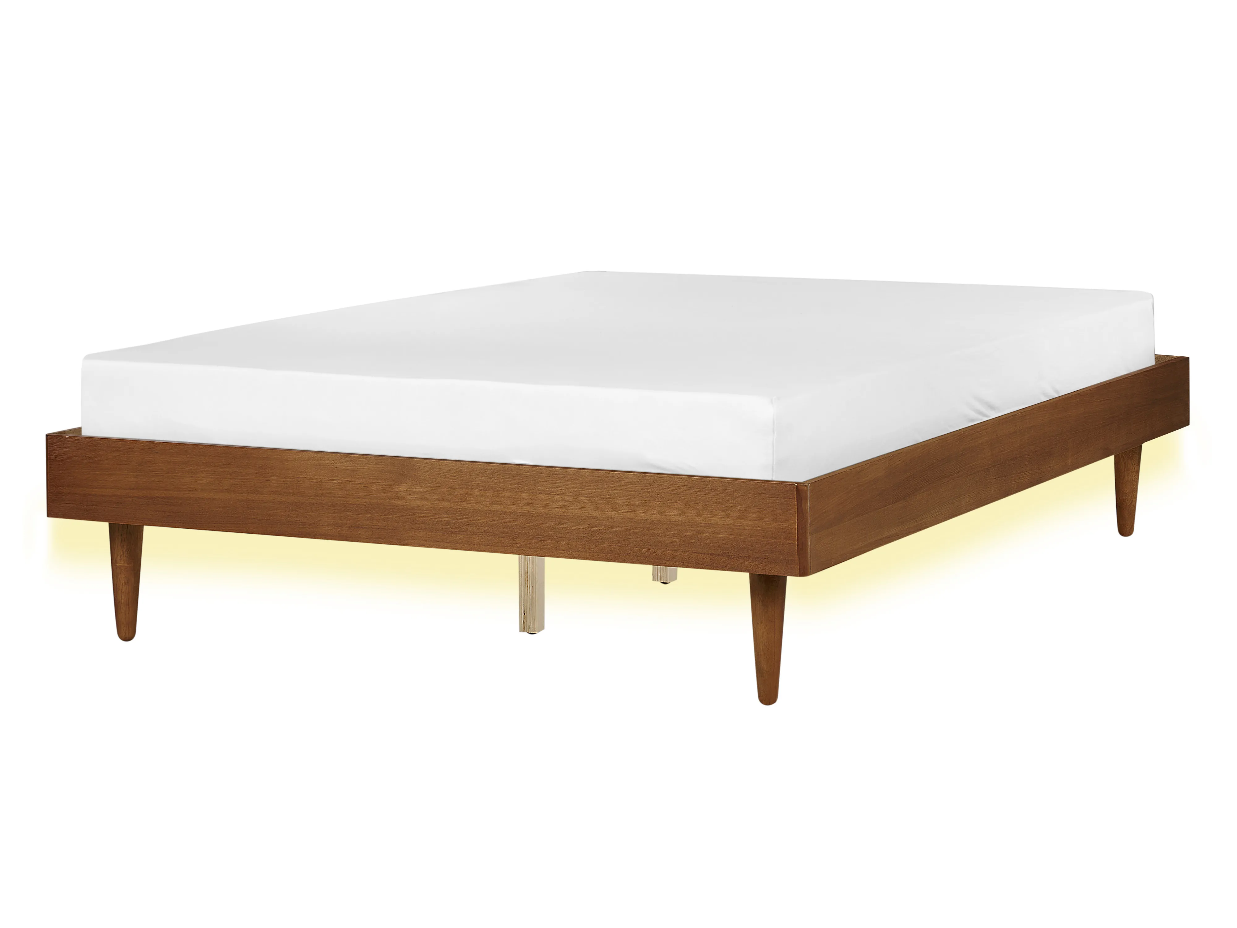 Bed with LED TOUCY 140 x 200 cm (EU Double) Brown Ash Wood