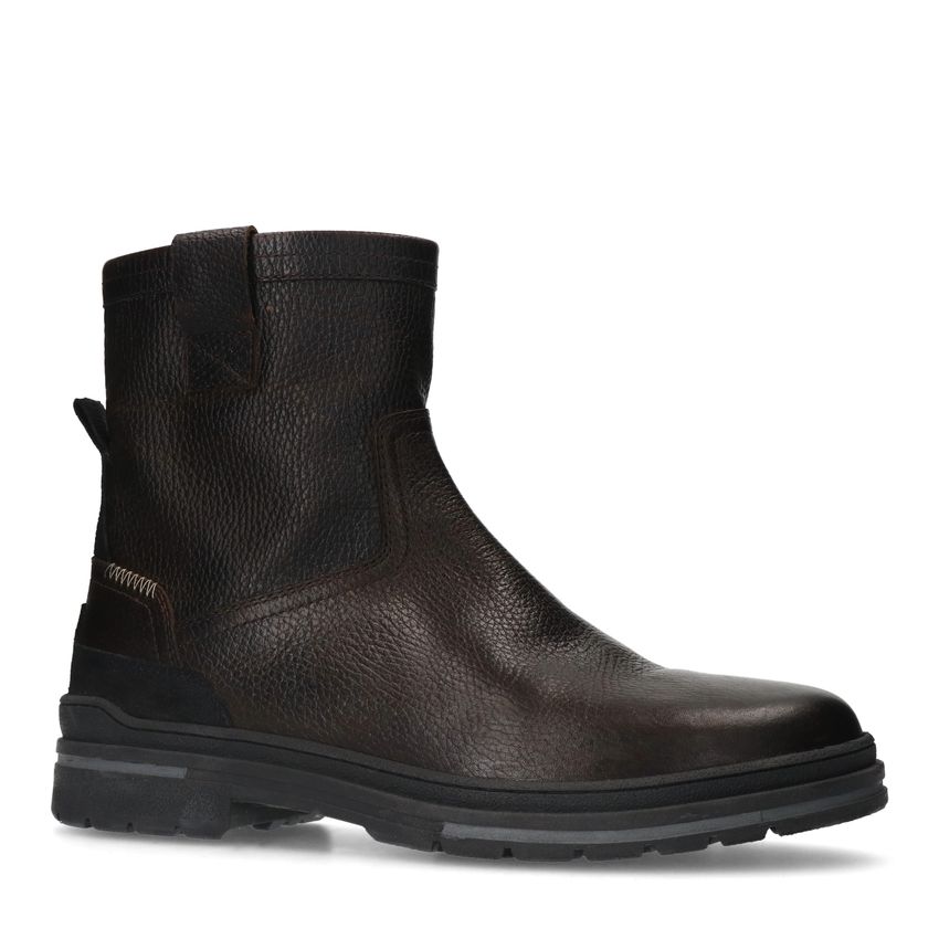 Manfield Donkerbruine leren boots