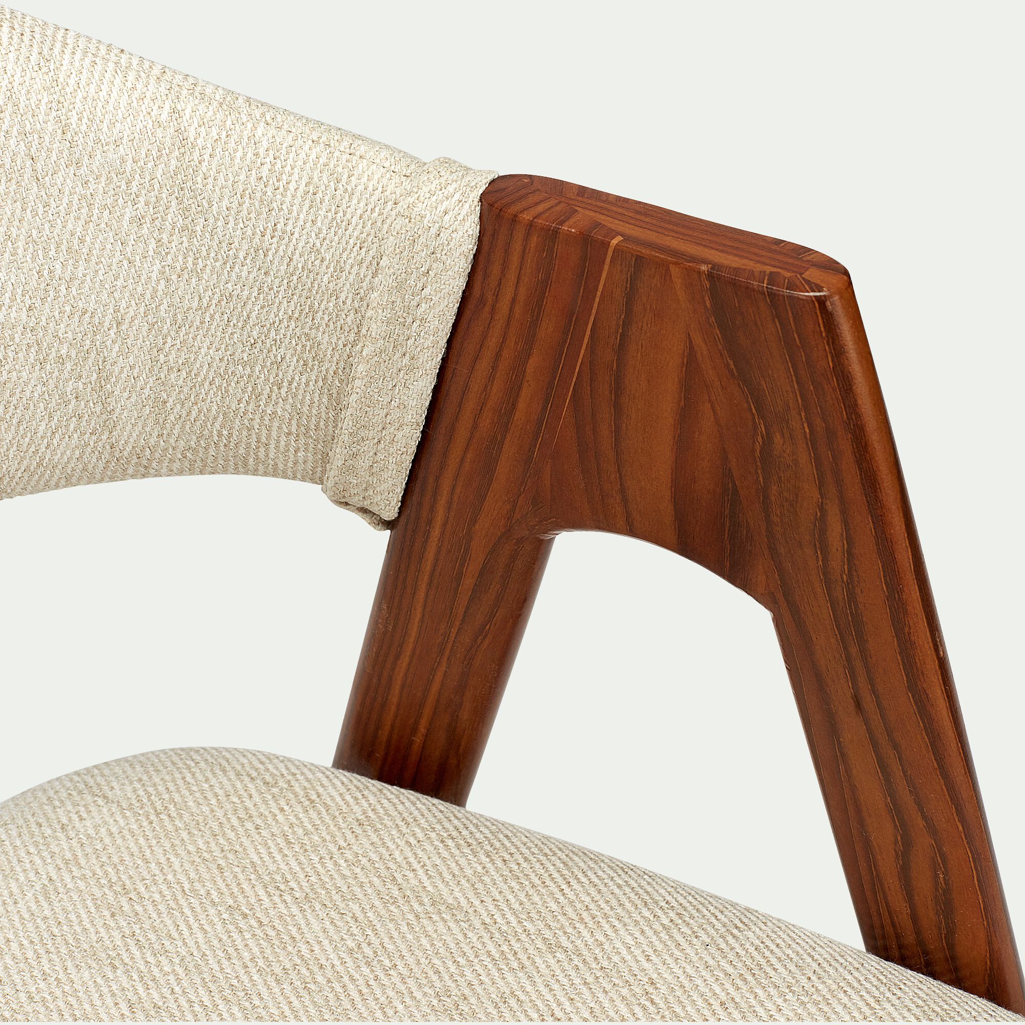 GARETTE - Chaise en tissu et effet bois foncé avec accoudoirs - beige roucas