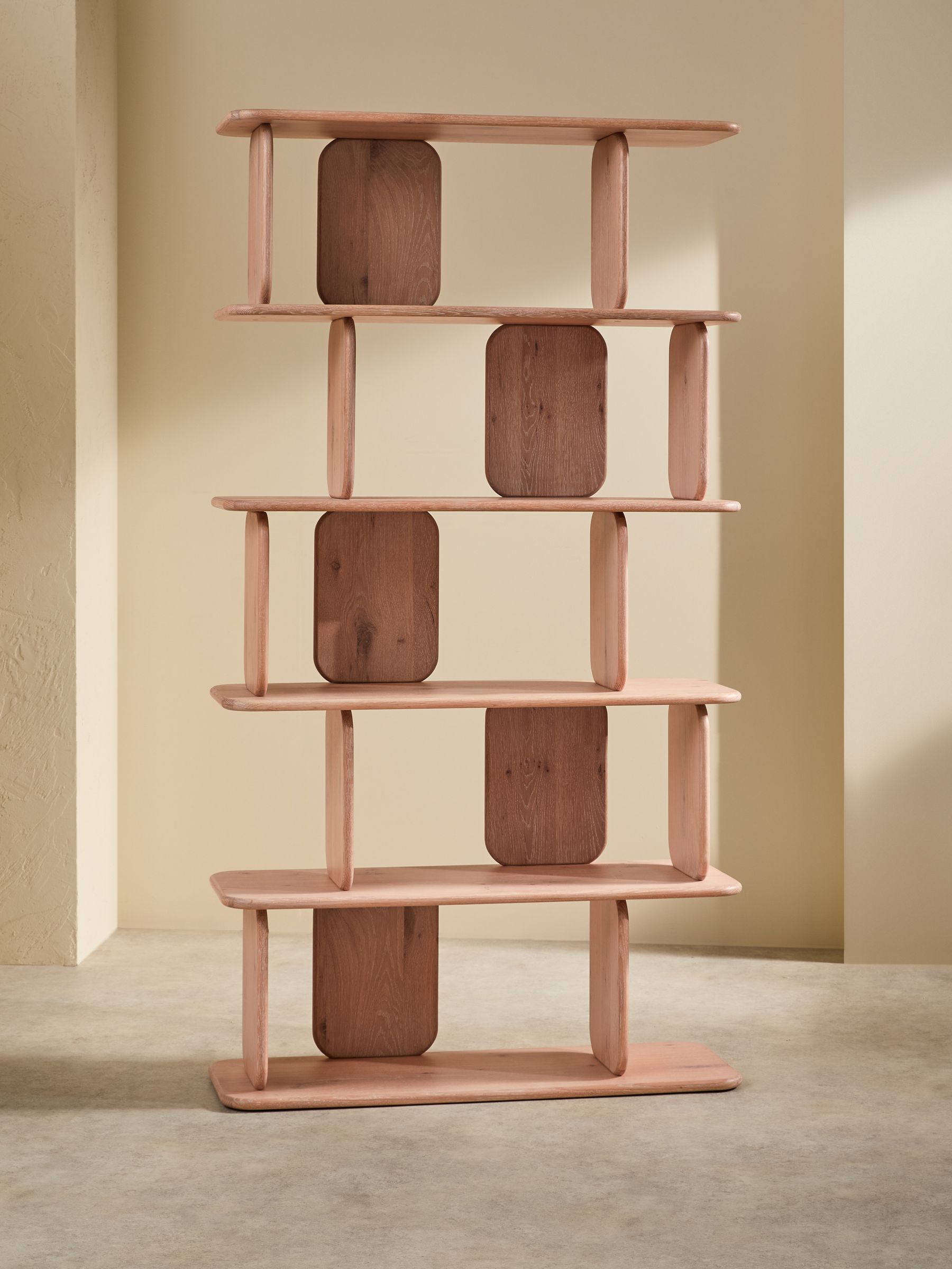 Nyla Tall Shelving Unit in White Wash Oak