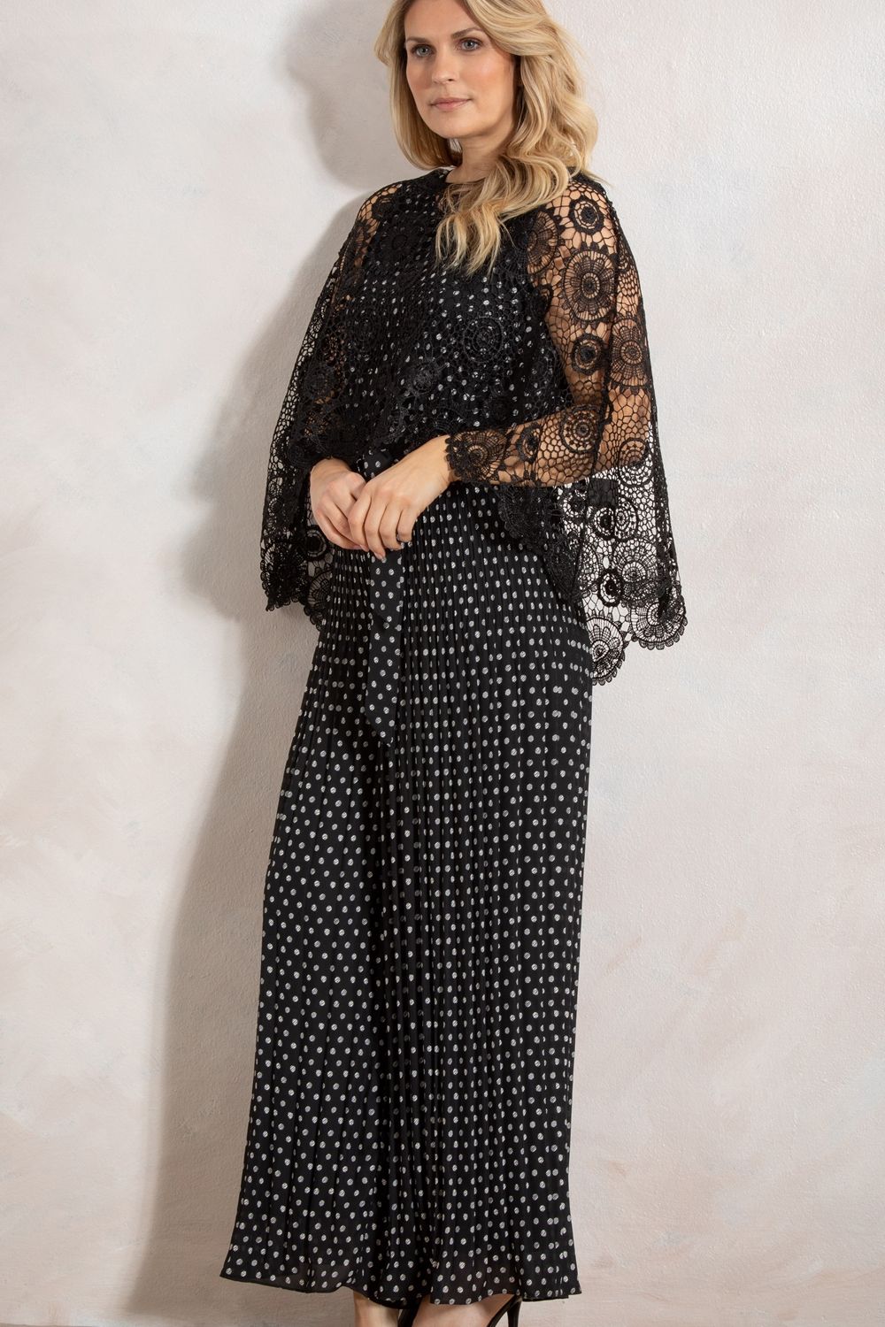 Klass. Dipped Hem Lace Cape