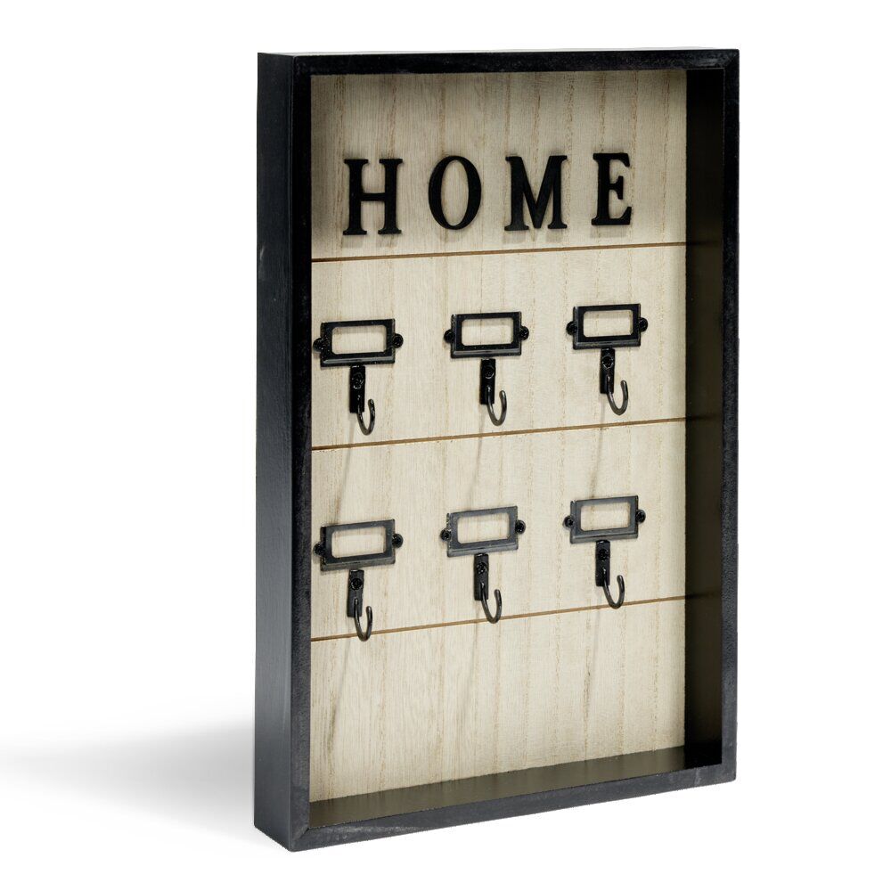 BoÎte à clefs MDF et métal beige et noir 30x20x3cm