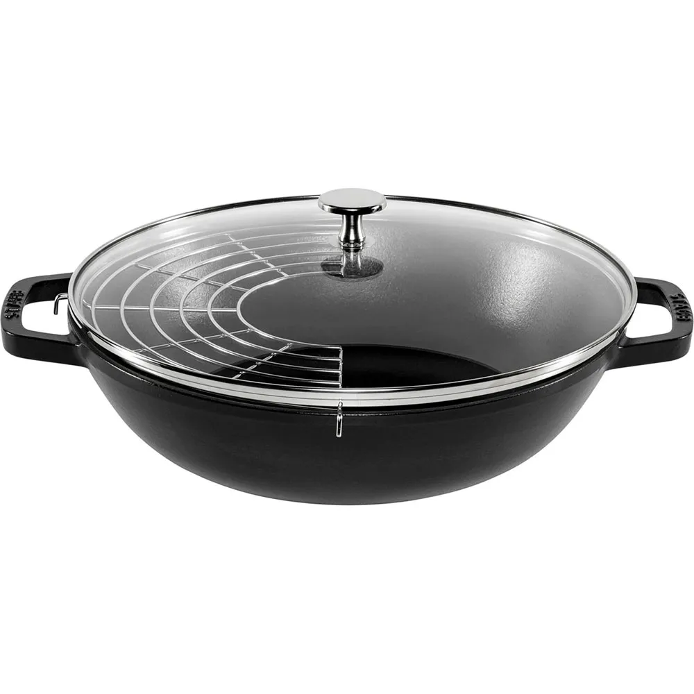 Staub 30 cm with Lid Cast Iron wok pan