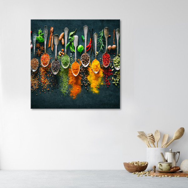 Feeby Obraz na płótnie, Zioła przyprawy do kuchni 30x30