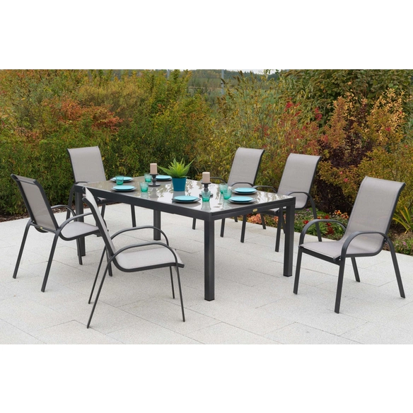 Gartenmöbelset »Amalfi«, 7-tlg., stapelbar, Aluminium/Textil