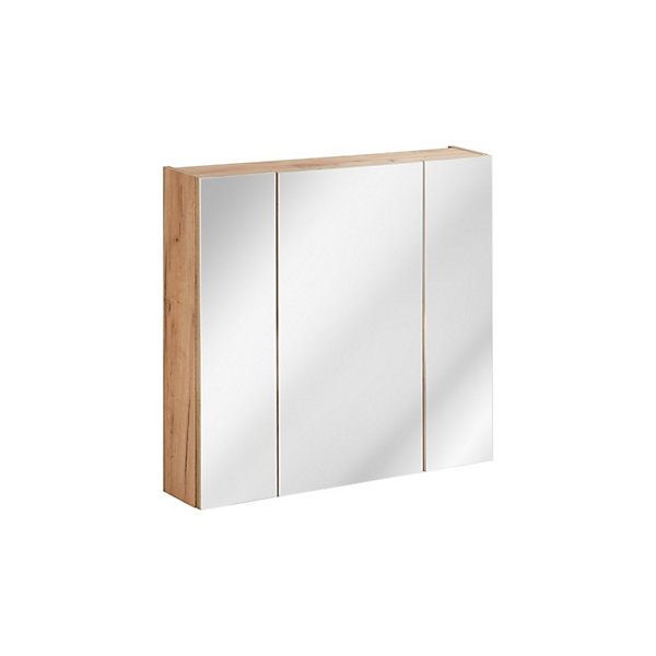 Meuble de rangement NALYA 75 cmChene clair3 portes avec miroirs suspendu