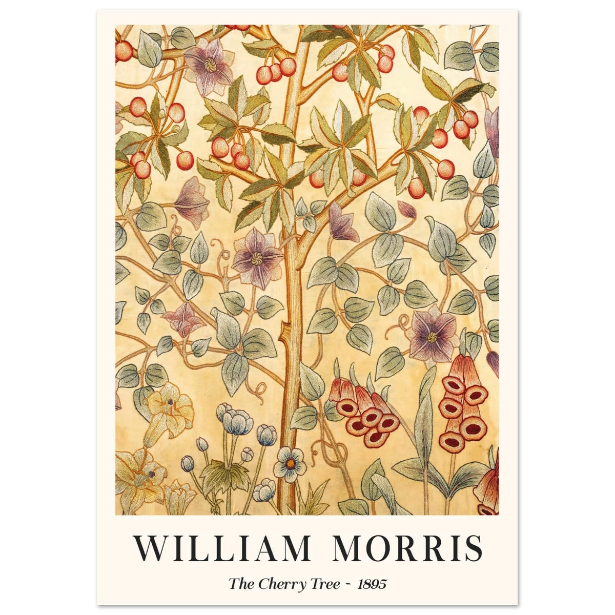 Artfulprints Poster William Morris - The cherry tree 1895 II  - A4 21x29.7 cm - Meerkleurig