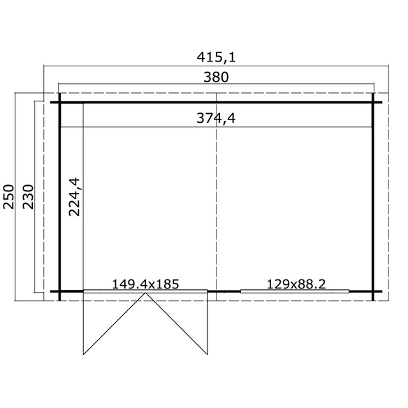 Gartenhaus »Axel«, BxHxT: 415,1 x 245,1 x 250 cm (Außenmaß inkl. Dachüberstand), grüngrau