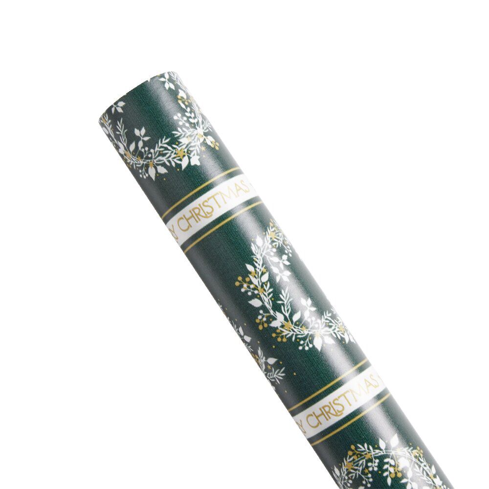 Rouleau papier cadeau No&euml;l 2m vert ou doré à motifs - 2 modèles