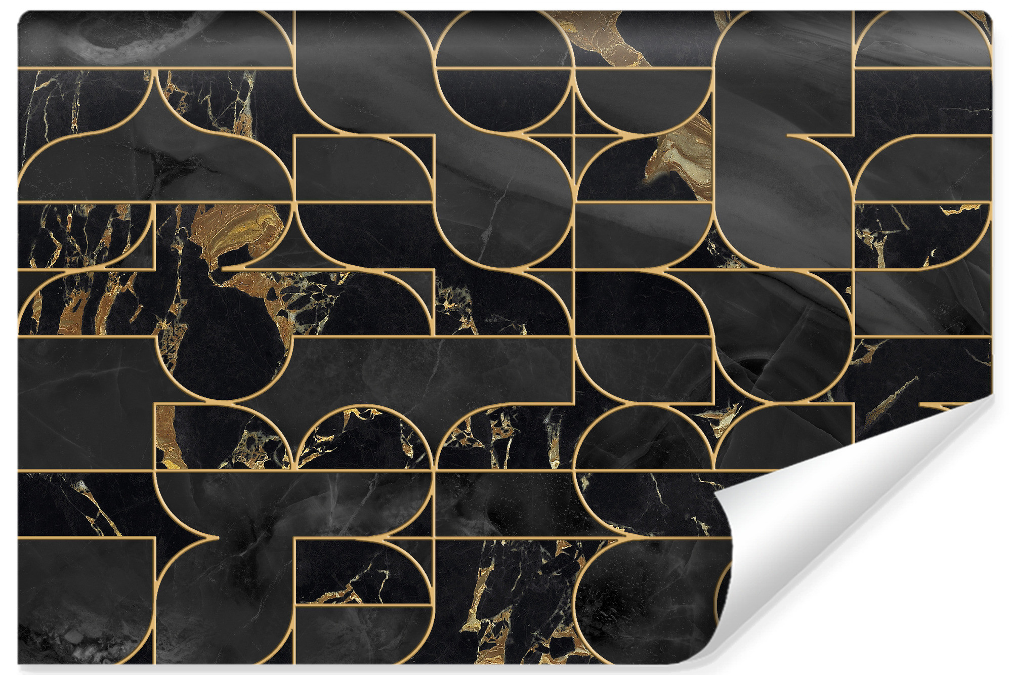 Fototapeta Czarny MARMUR Wzór Geometryczny 135x90cm