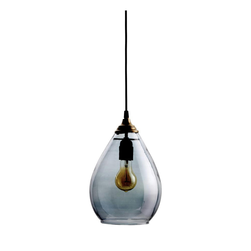 SIMPLE - Suspension vintage en verre D11x25cm gris
