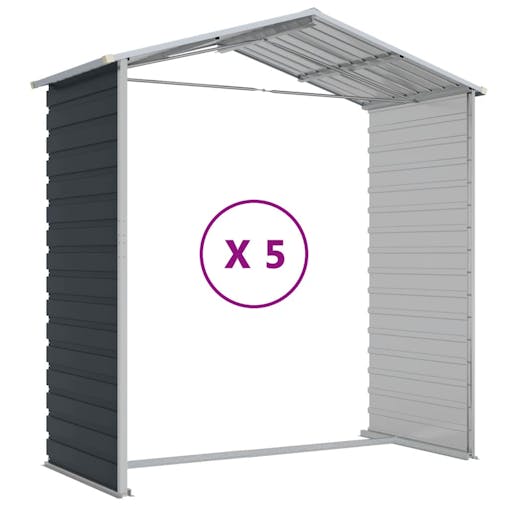 NNEVL Garden Shed Anthracite 191x470x198 cm Galvanised Steel
