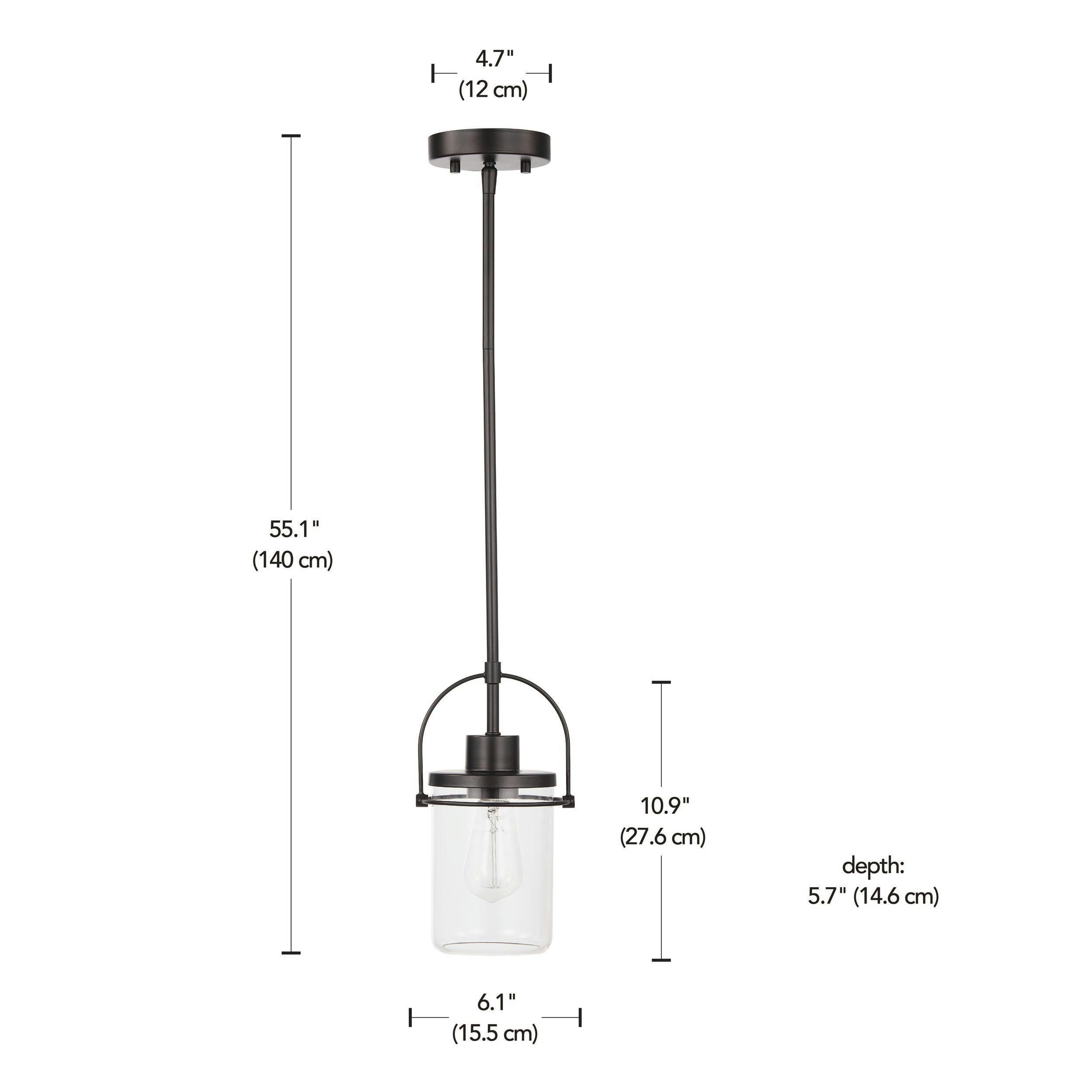 CANVAS Young 1-Light Pendant Light with Clear Glass Shade, Matte Black
