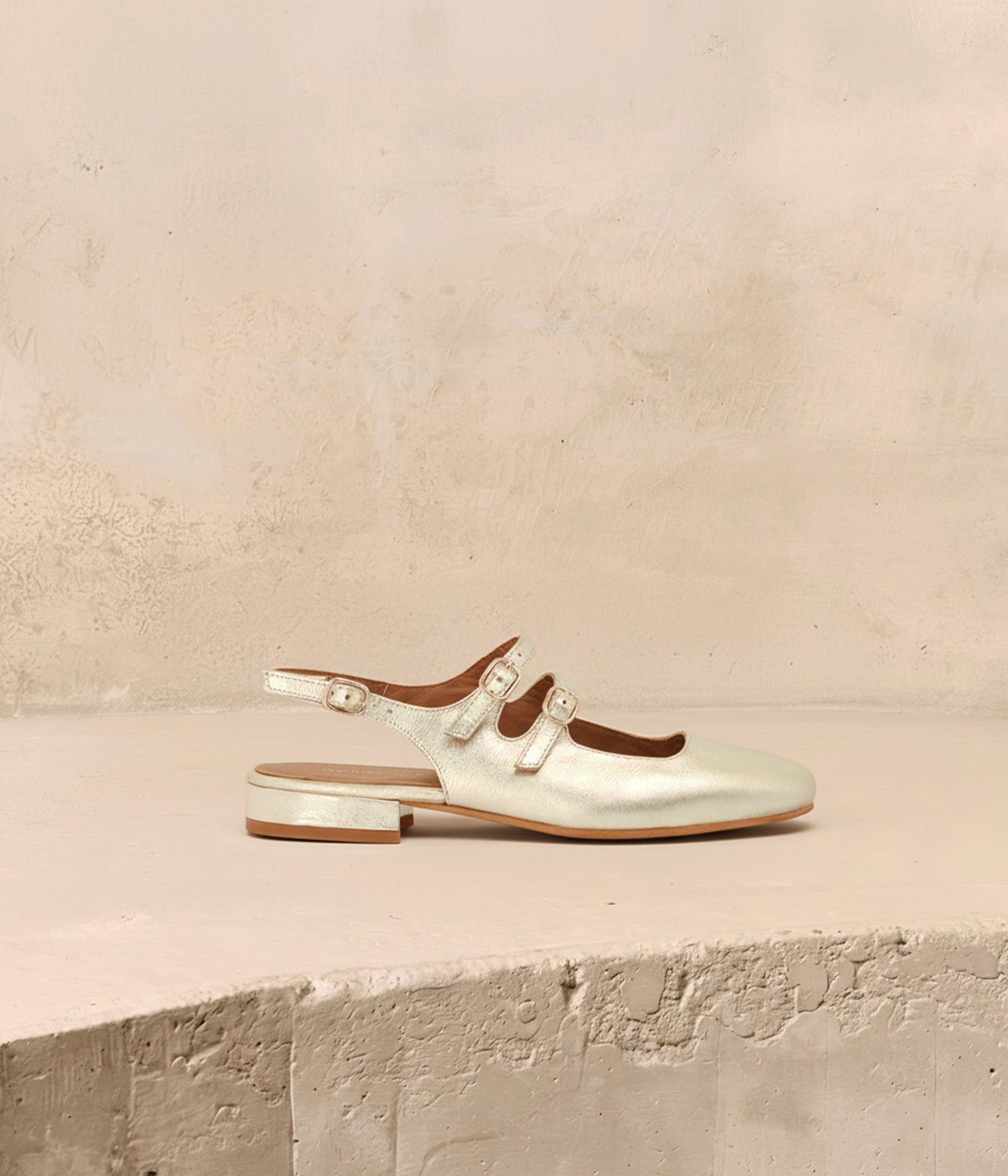 Babies en cuir doré Daisy