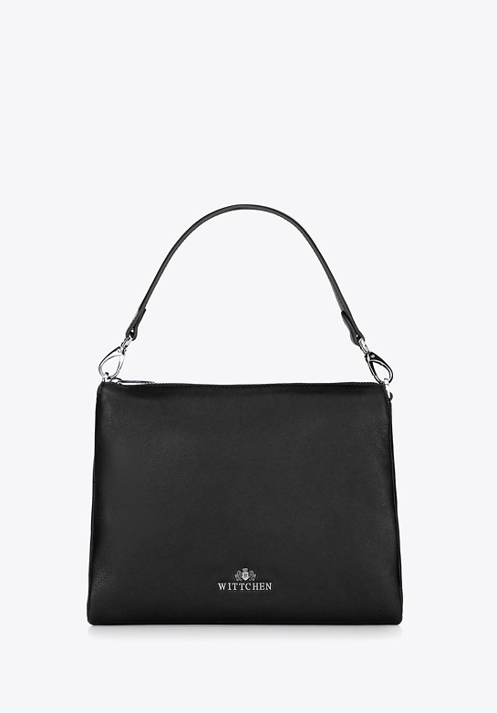 Damska crossbody trójkomorowa ze skóry czarna