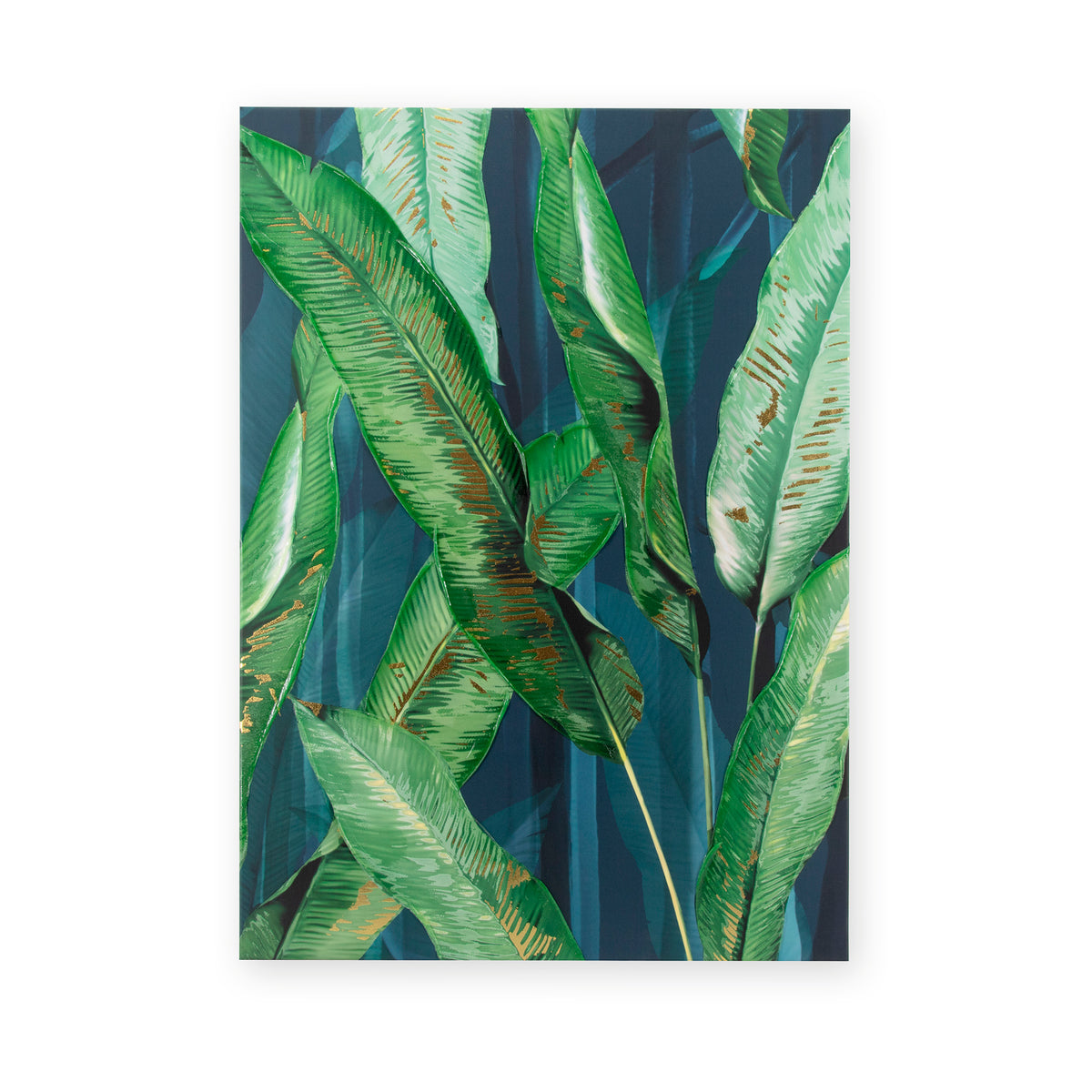 Art for the Home Canvas met handgeschilderde details - Lush leaves green - 70x50cm - Groen