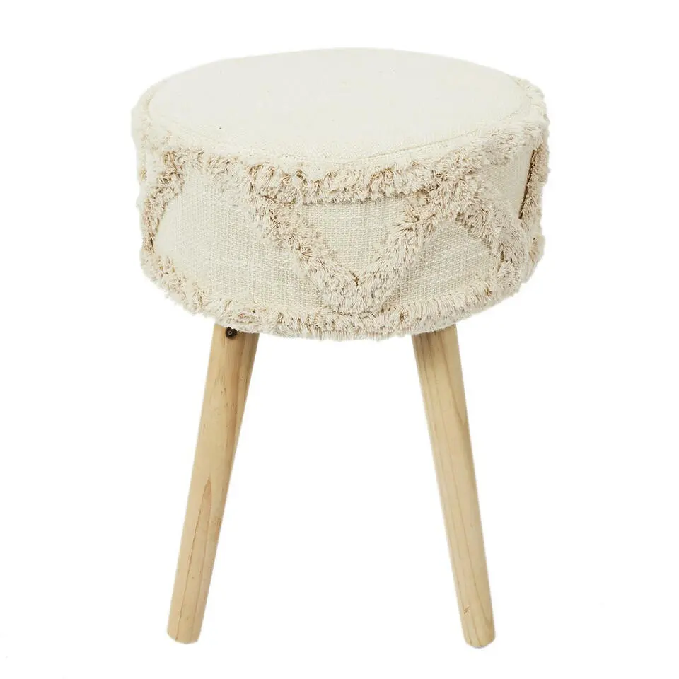 Home Deco Factory Bijzet krukje model Macrame - naturel - H41 cm