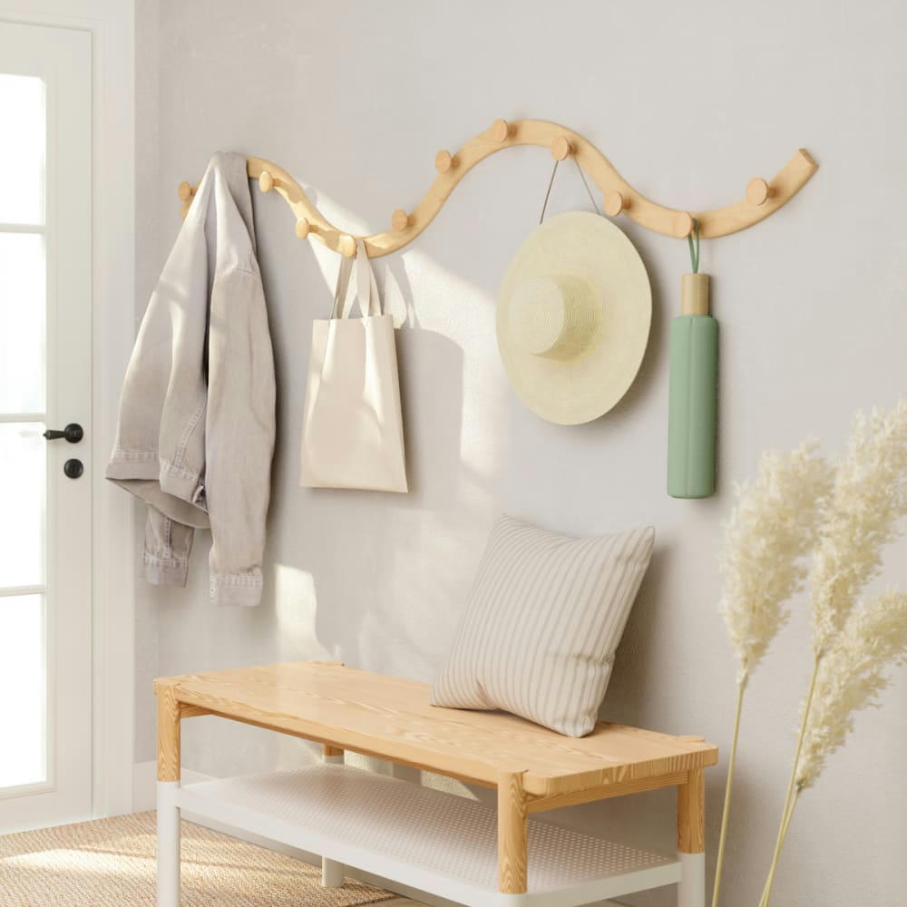 SLINKA - Porte manteaux mural 12 crochets slinka bois naturel