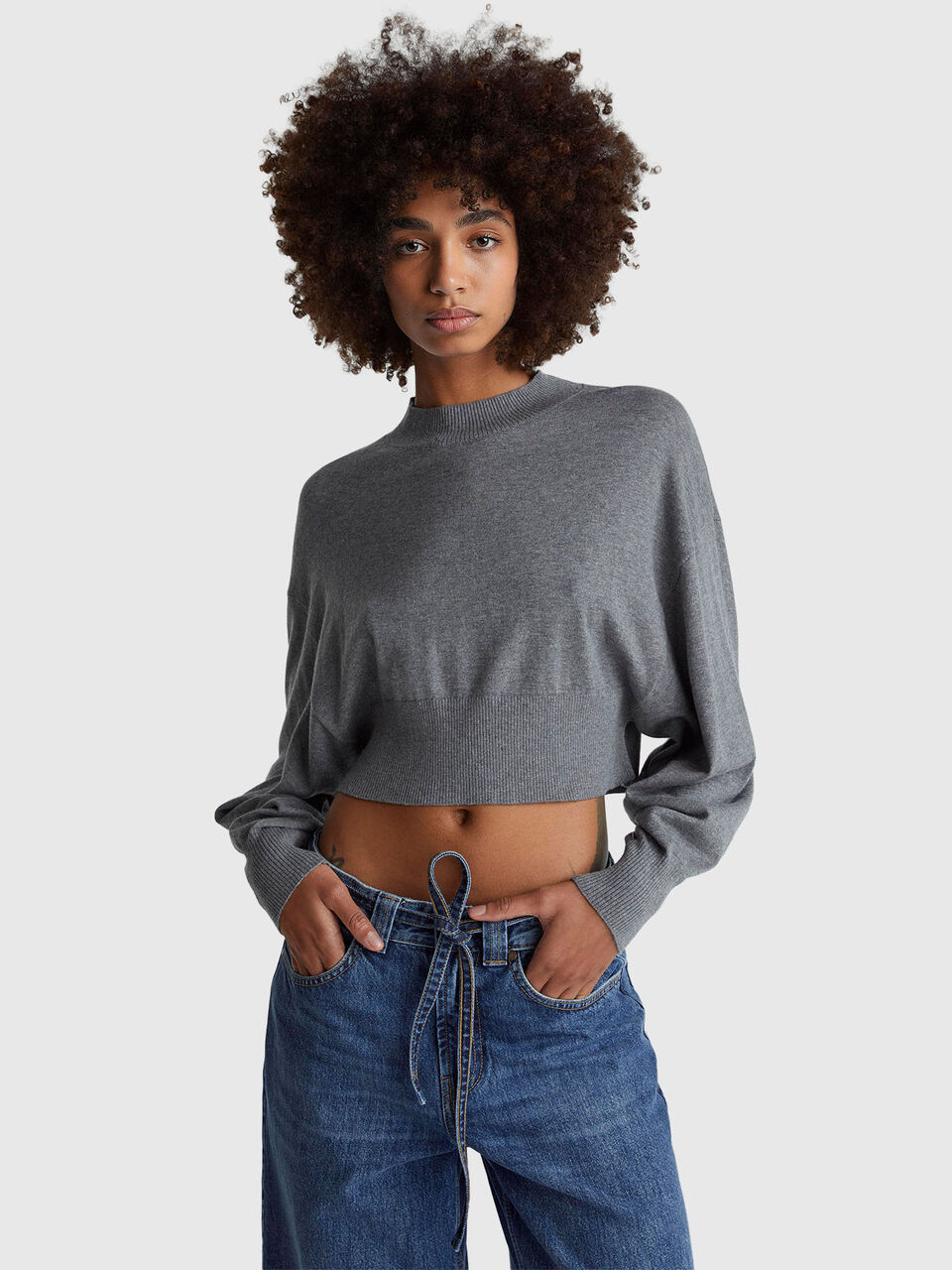 Cropped turtleneck sweater