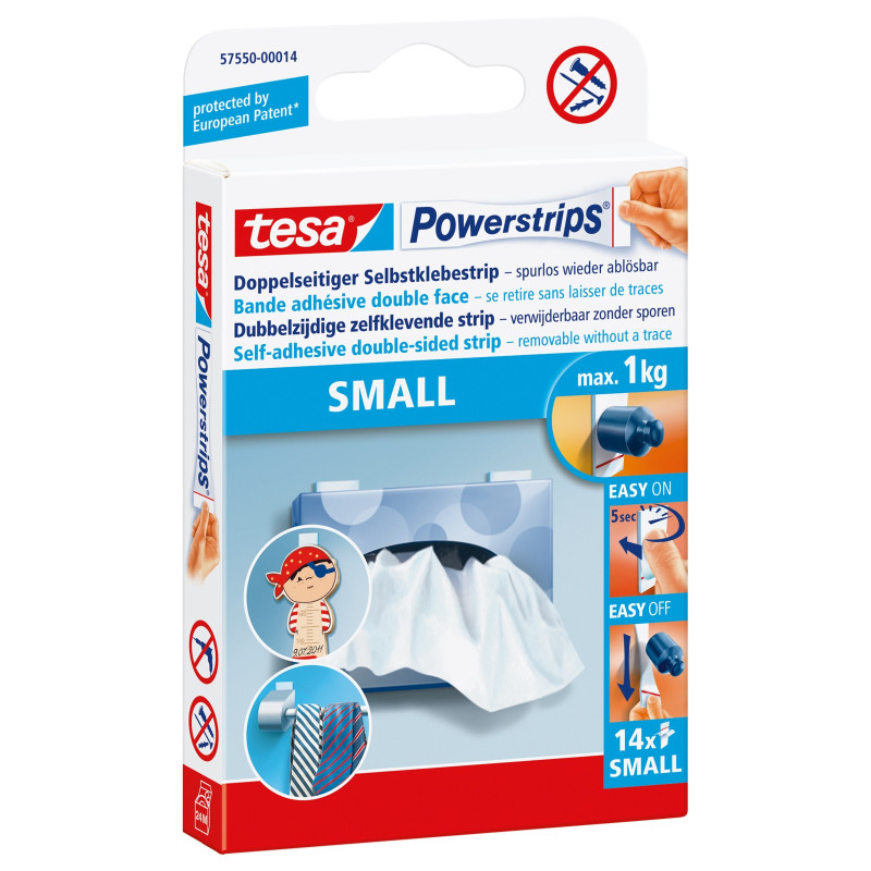 Bande adhésive double-face Powerstrips Small 14 pièces TESA