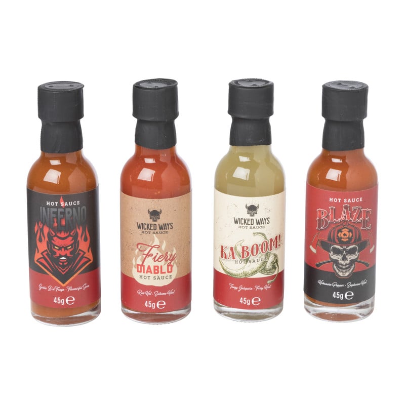 Hot sauce gift set - set van 4