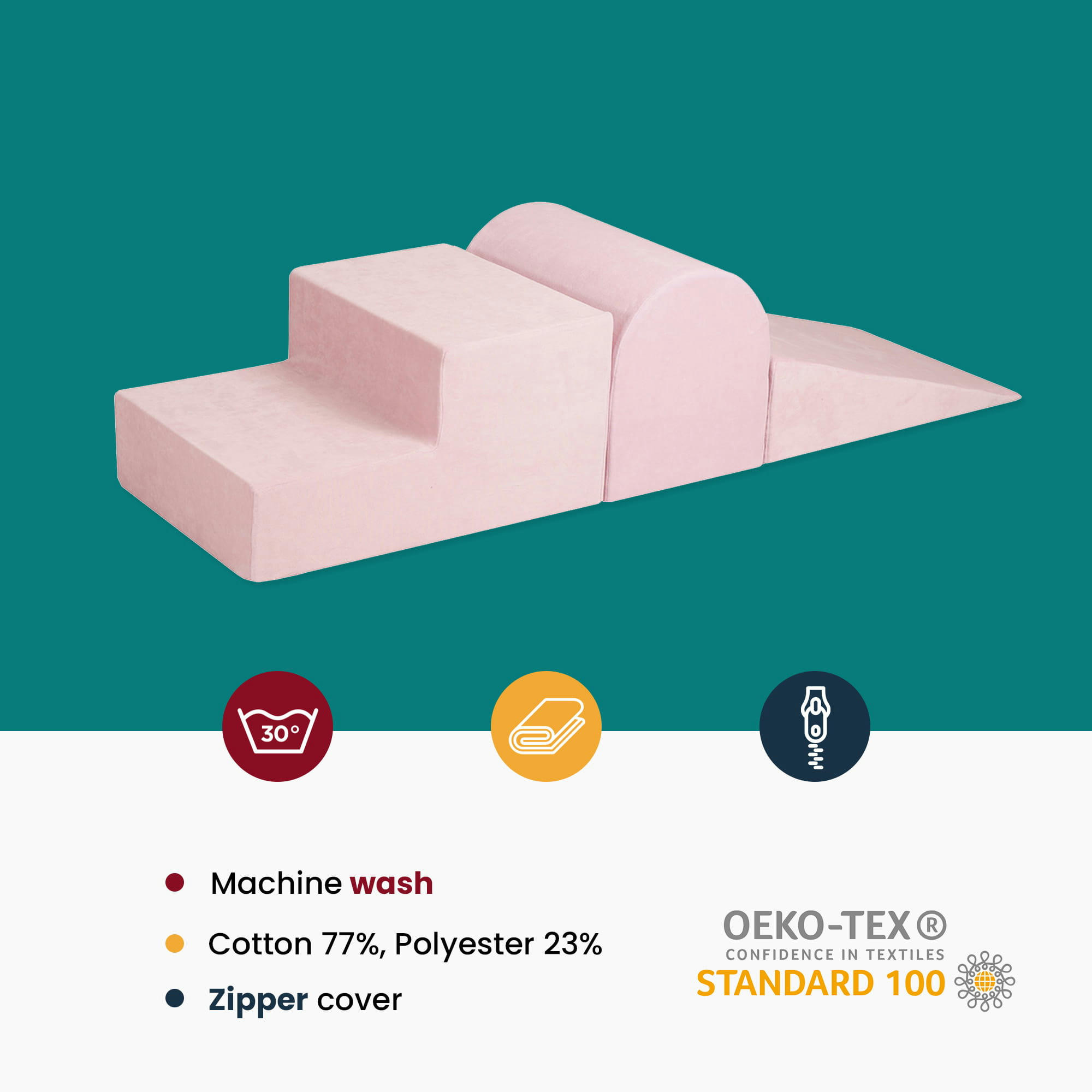 - Aire de Jeux 3 éléments 145x45cm, Velours, Bleu gris