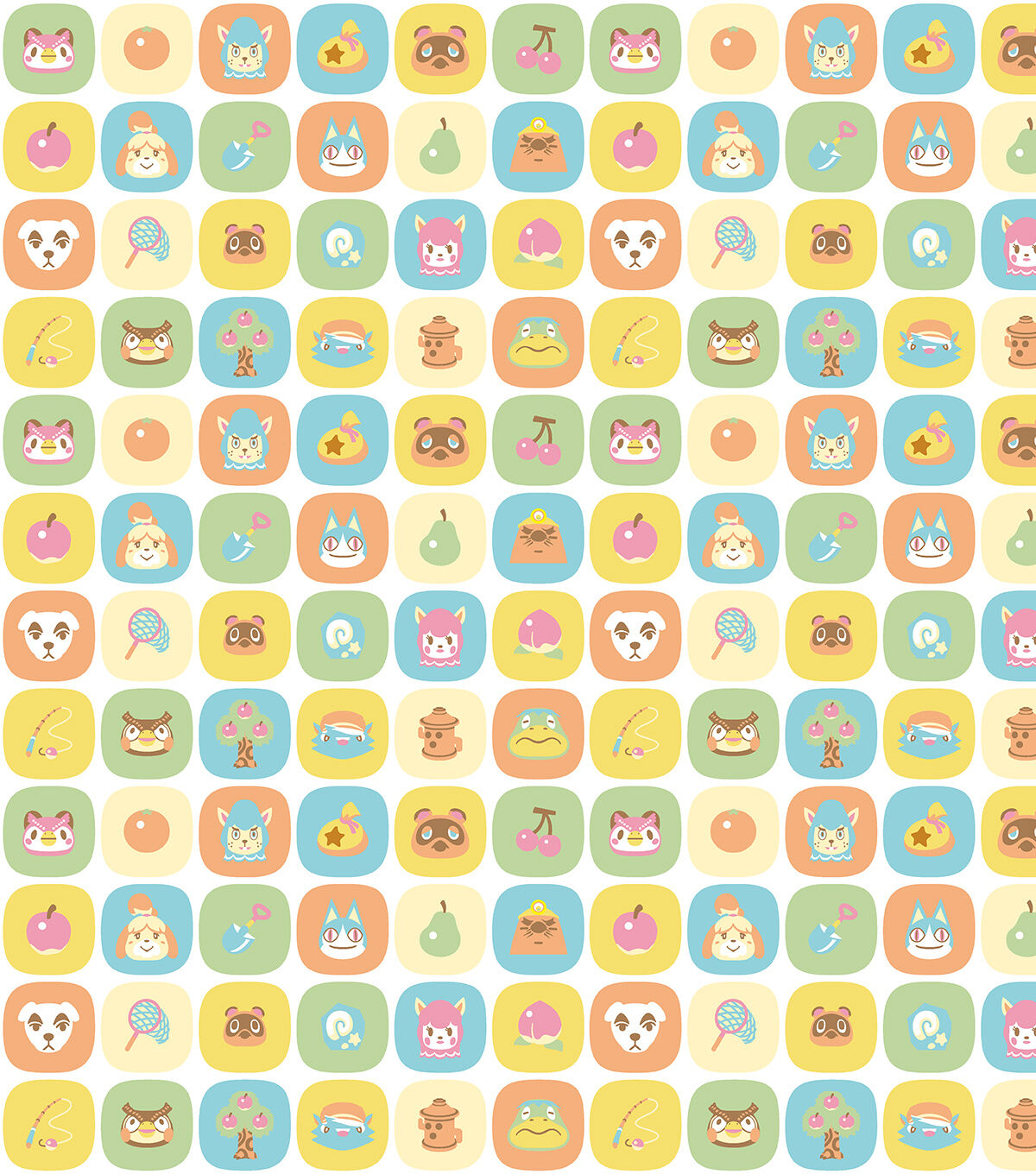 Animal Crossing Friends Tile Cotton Fabric