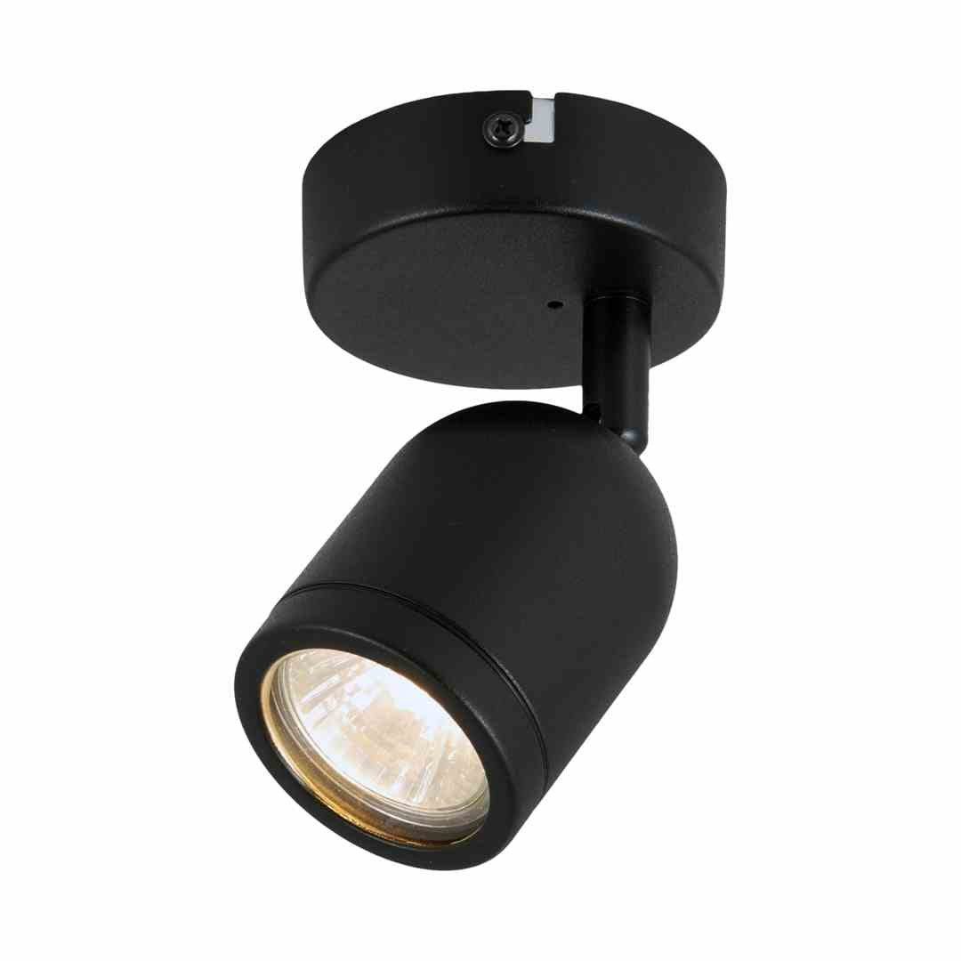 Spot okrągły czarny PORTER 1xGU10x40W wym:14x8x8cm IP44 Milagro
