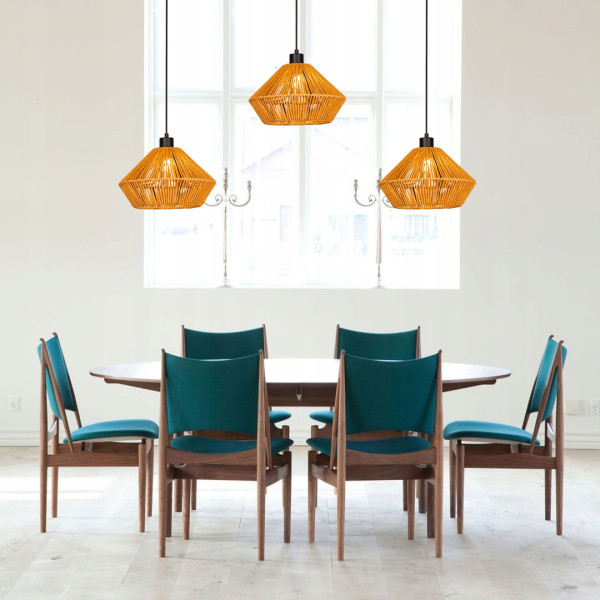 Lampa Sufitowa Wisząca Bambus BOHO Rattan Drewno Loft