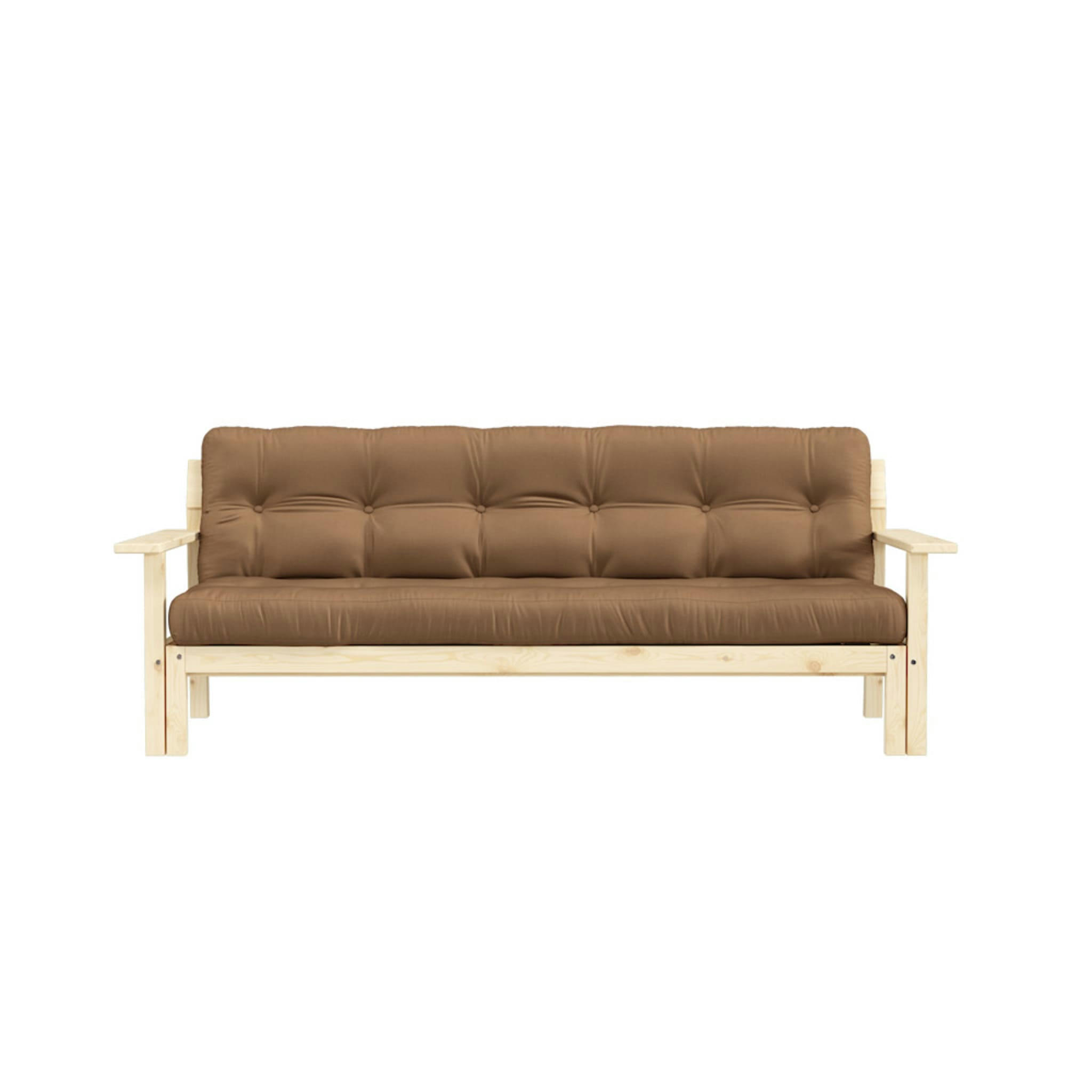 - Canapé convertible en pin massif avec futon marron 2 places