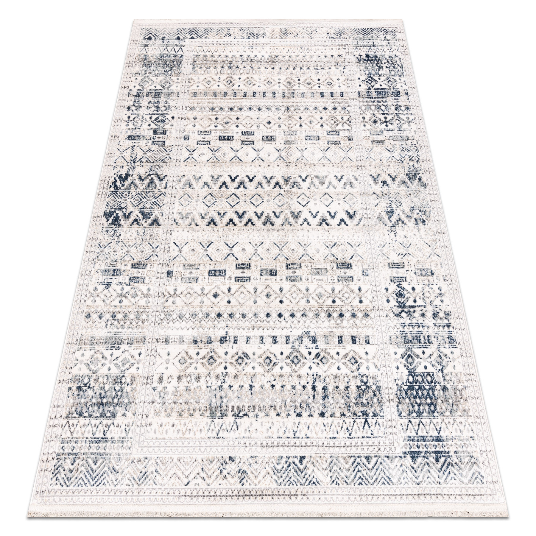 Dywan DISTIN 0833A granatowy / niebieski / biały nowoczesny - 80x150 cm