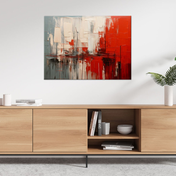 Feeby Obraz do salonu, Abstrakcja nowoczesna czerwony beżowy 60x40