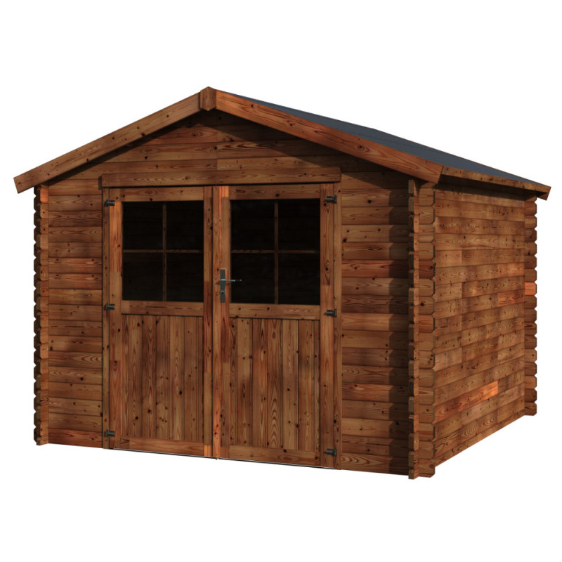 Abri de jardin en bois Valodeal traité 34 mm 3,17 x 3,02 m DÉCOR ET JARDIN