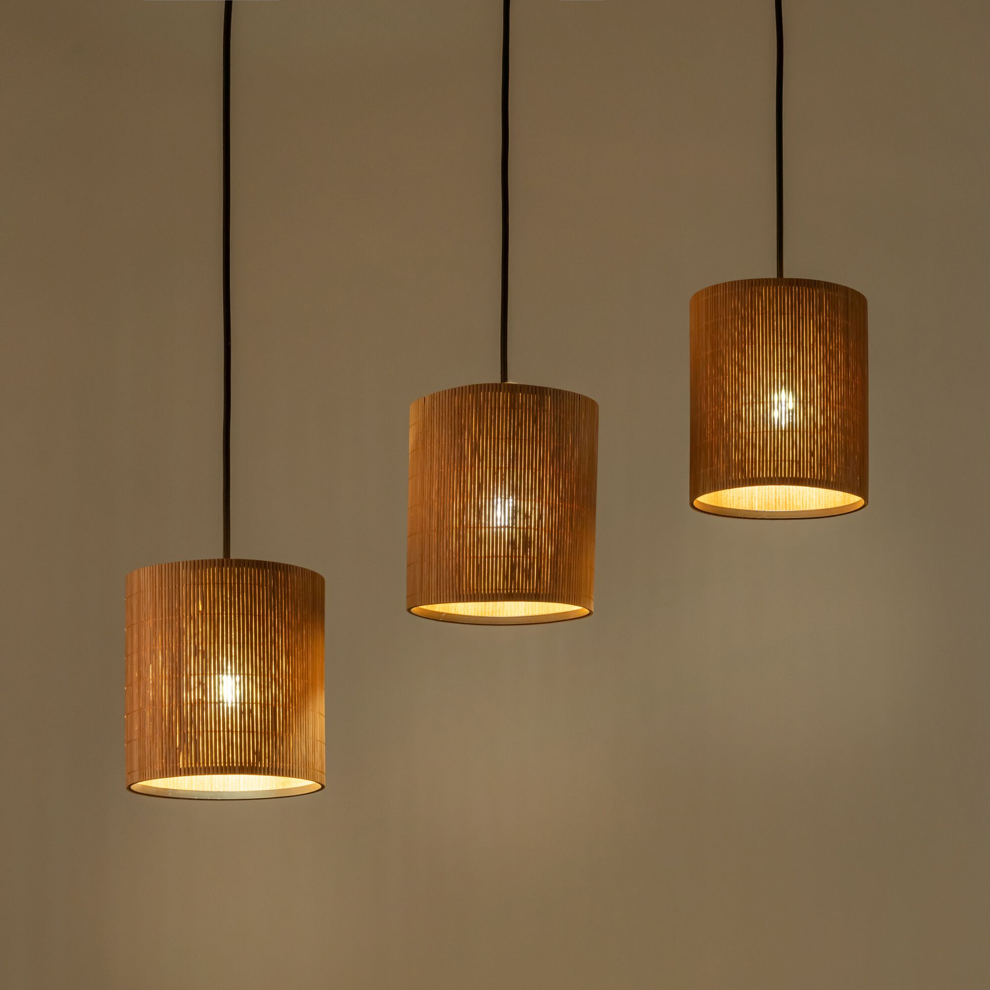 PIANA - Suspension électrifiée triple en bambou L61cm - naturel