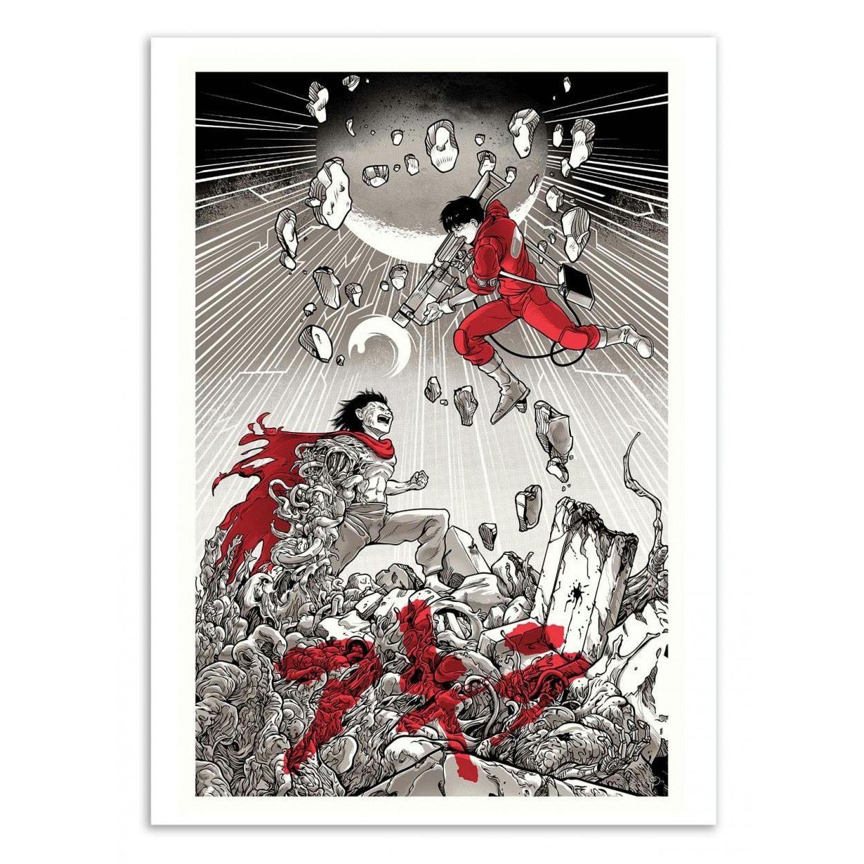 JOSHUA BUDICH - AKIRA -  Affiche d'art avec Cadre bois noir - 30 x 40 cm