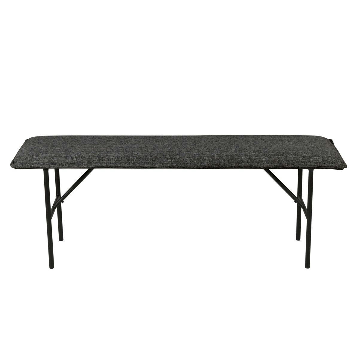 LUCCE - Banc design tissu gris foncé 134 cm piètement métal noir mat