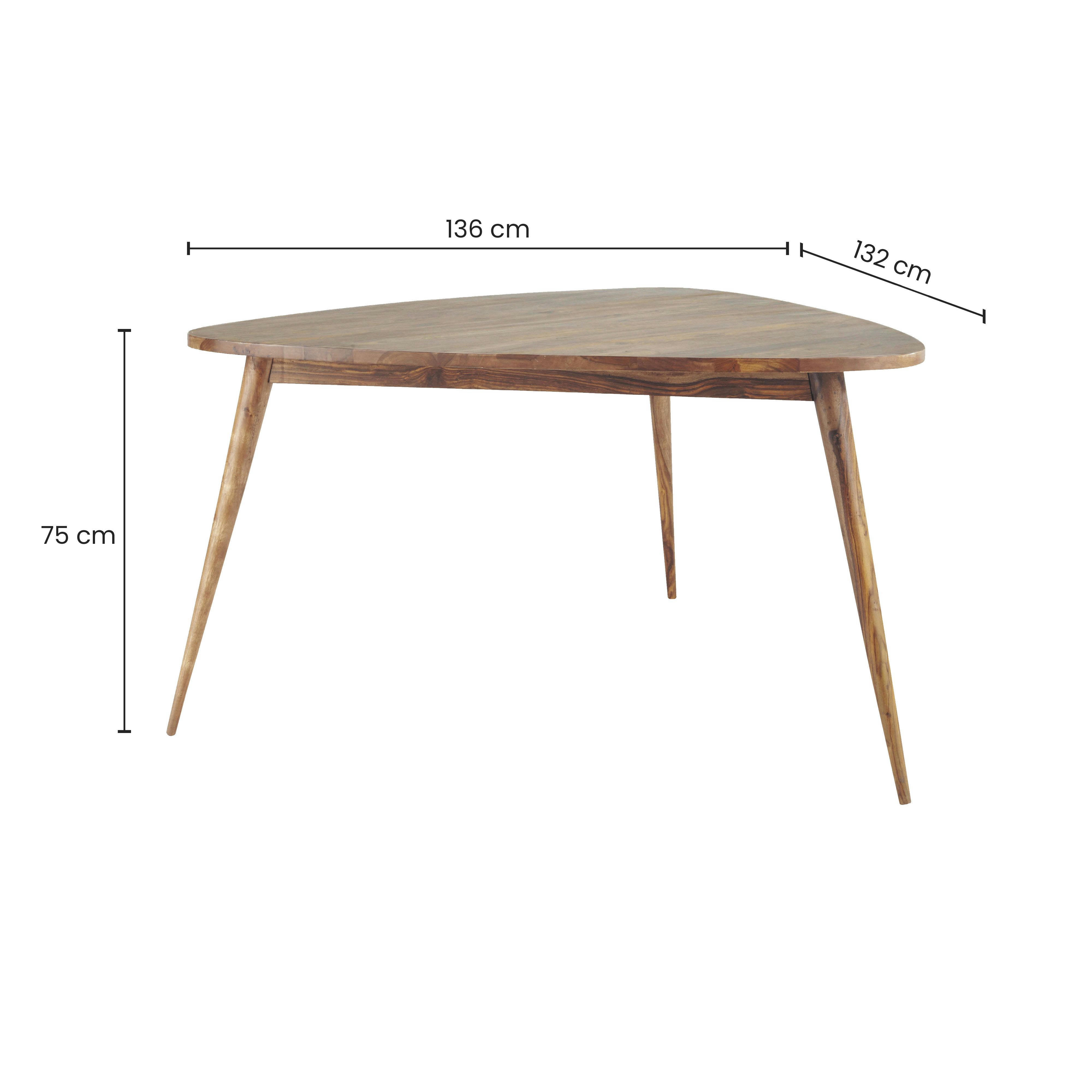 Andersen - Table à manger vintage en sheesham massif 6 personnes L136
