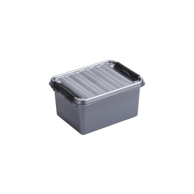 Box de rangement Q-line avec couvercle à clips gris 2 L SUNWARE